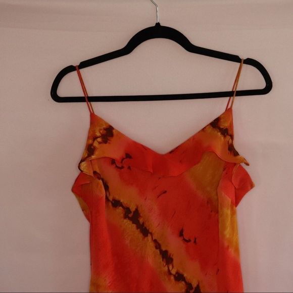 Orange y2k vintage orange silk dress size 11/12 - Picture 5 of 9